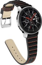 Fungus - Smartwatch bandje - Geschikt voor Samsung Galaxy Watch 3 45mm, Gear S3, Huawei Watch GT 2 46mm, Garmin Vivoactive 4, 22mm horlogebandje - PU leer - Stiksel - Zwart