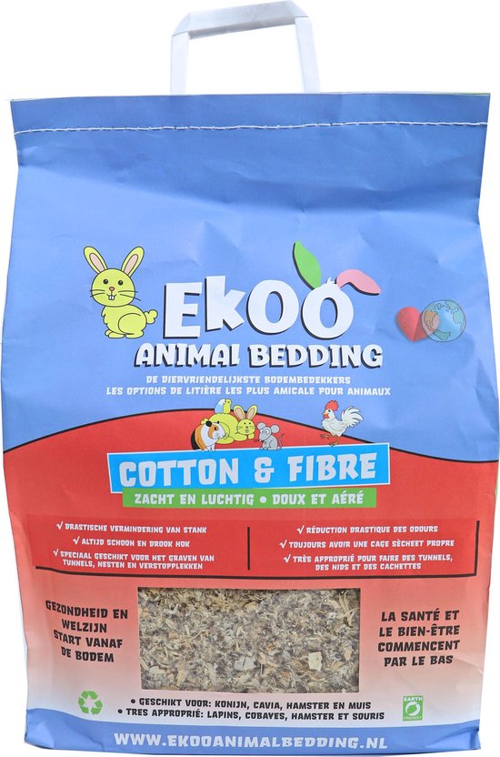 Bodembedekker - Ekoo Animal Bedding cotton and fibre - zacht en luchtig - 30 liter