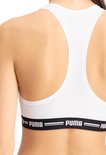 Wit Puma sportbh topje met zwarte band met Puma logo.