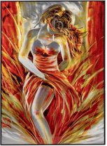 Tableau Dame flamme - Aluminium art dim 50x70 cm Décoration murale Peint à la main avec diverses techniques