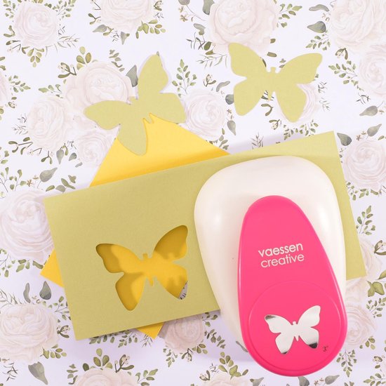Vaessen Creative Motivpons vlinder - 1,7 x 2,3 cm - stans voor knutselpapier, gekleurd papier, scrapbookpapier of decoupagepapier, wit-goud