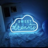 Neon Tales Wandlamp - Neon Sweet Dreams Lamp - Babyshower - Blauw licht - Dimfunctie - Incl. USB plug