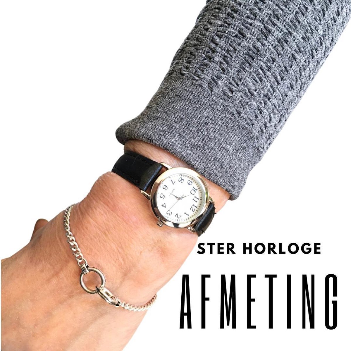 Horloge- ster- midden blauw- Leder bandje-Smalle Pols- extra batterij- 3  cm- Charme Bijoux | bol.com
