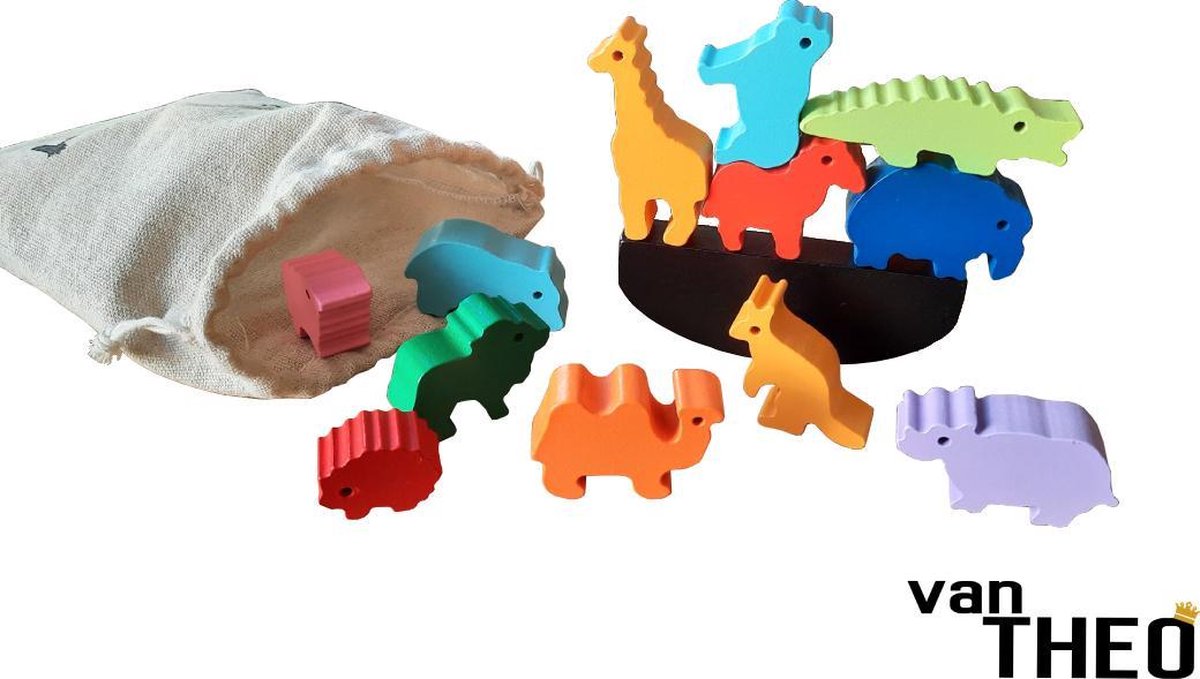 Stapeldiertjes Jungle – Houten blokken – Balansspel – Duurzaam Speelgoed – Stapelblokken - Dieren