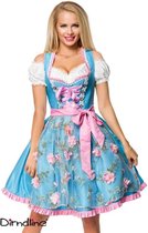 Dirndline Kostuum jurk -L- Dirndl Oktoberfest Blauw/Roze