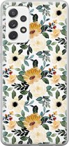 Samsung Galaxy A52 hoesje siliconen - Lovely flowers - Soft Case Telefoonhoesje - Print / Illustratie - Bruin