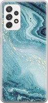 Leuke Telefoonhoesjes - Hoesje geschikt voor Samsung Galaxy A52 5G - Marmer blauw - Soft case - TPU - Marmer - Blauw