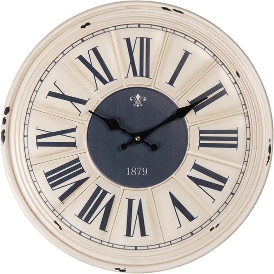 Horloge Murale Garniture Noire Antique Avec Cadran Blanc Et Chiffres Gras Noirs | Linen Chest