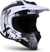Soxon SKC-34 Zwart Wit, kinderhelm, helm kind, motorhelm, scooterhelm, XS, 51-52cm hoofdomtrek, 2 3 5 + jaar, ECE