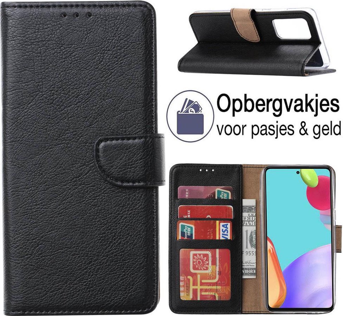 Samsung Galaxy A52 Book Case - Bookstyle Cover - Galaxy A52 (5G) Portemonnee Hoesje - Wallet Case - ZWART - EPICMOBILE