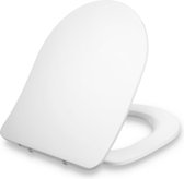 Dombach Aliano toiletdeksel wc bril toiletzitting , D-vorm , Slim design , sluit automatisch , afneembaar , antibacterieel , van Duroplast en roestvrij edelstaal , eenvoudige monta