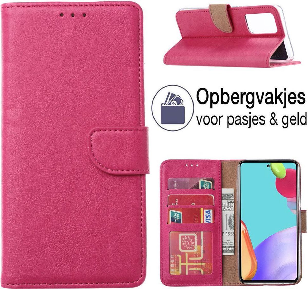 Hoesje geschikt voor Samsung Galaxy A52 Book Case - Bookstyle Cover - Galaxy A52 (5G) Portemonnee Hoesje - Wallet Case - ROZE - EPICMOBILE