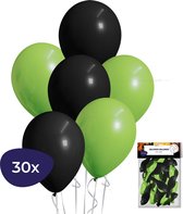 Halloween Decoratie - Helium Ballonnen - Halloween Versiering - Zwarte Ballonnen - Groene Ballonnen - 30 stuks