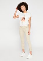 LOLALIZA Skinny broek met borduursel - Beige - Maat 38