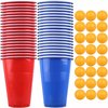 Afbeelding van het spelletje beerpong set - bierpong - 48-delige set - redcups - bluecups - drankspel - drinkspel - pingpong - drank - bier - beer pong set - bier pong set
