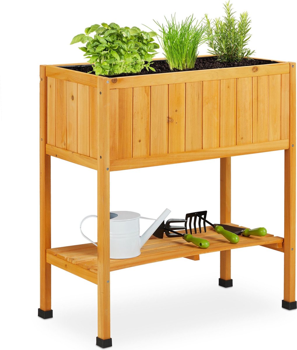 relaxdays Moestuintafel hout moestuinbak poten kweektafel