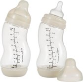 Difrax Anti-Colic S-babyfles Wide - 310 ml - Creme|Popcorn - 2 stuks