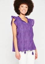 LOLALIZA Blouse met korte vlindermouwen - Paars - Maat 38