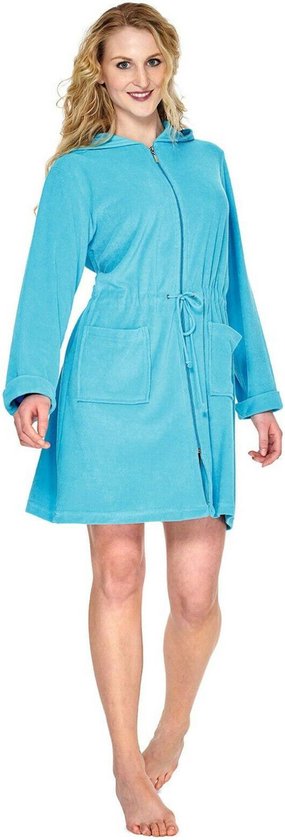 Peignoir d'été zippé - femme - modèle court avec capuche