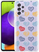 Hoesje Geschikt voor Samsung Galaxy A52 Doodle hearts