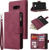 Luxe Telefoonhoesje voor Samsung Galaxy S8 | Hoogwaardig Leren Bookcase | Lederen Wallet Case | Luxe Uitstraling | Pasjeshouder 6 stuks | Portemonnee | Rits | Rood