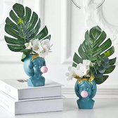 BaykaDecor - Set van 2 - Terrarium Pot - Succulenten Planter - Babykamer Decoratie - Vinyl Bloempot - Terrarium Vaas - Wit Goud Mint - 11 cm