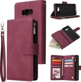 Luxe Telefoonhoesje voor Samsung Galaxy S8 Plus (S8+) | Hoogwaardig Leren Bookcase | Lederen Wallet Case | Luxe Uitstraling | Pasjeshouder 6 stuks | Portemonnee | Rits | Rood