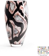 Design vaas Oval - Fidrio ONYX FLAME - glas, mondgeblazen bloemenvaas - hoogte 40 cm