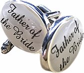 Manchetknopen-Father of the Bride-Wit-Vader van de bruid-Trouwen-Zilverkleur-Charme Bijoux