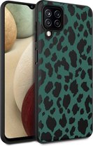 iMoshion Hoesje Geschikt voor Samsung Galaxy A12 Hoesje Siliconen - iMoshion Design hoesje - Zwart / Meerkleurig / Groen / Green Leopard
