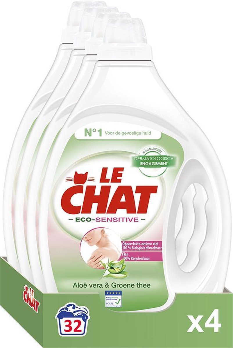 Le Chat Eco Sensitive Gel - Vloeibaar Wasmiddel - Voordeelverpakking - 128 wasbeurten