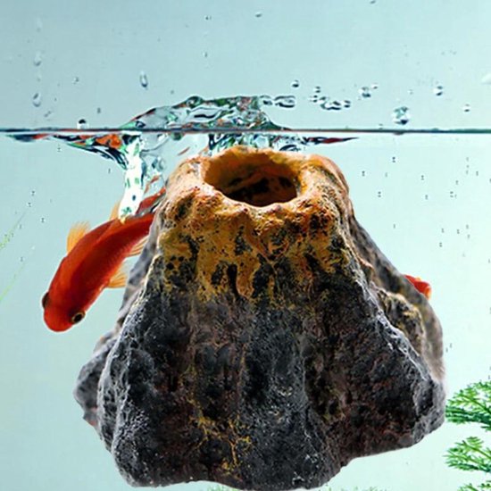 ✿Brenlux® Aquariumdecoratie - Vulkaan - Zuurstofvulkaan - Aquarium toebehoren - Ornamenten - Grote en kleine visbokaaltjes - zuurstof bubbels – Levensecht - BrenLux