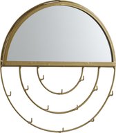 Gouden Spiegel/Kapstok combi - Wandspiegel - Wandkapstok - Ø30 cm