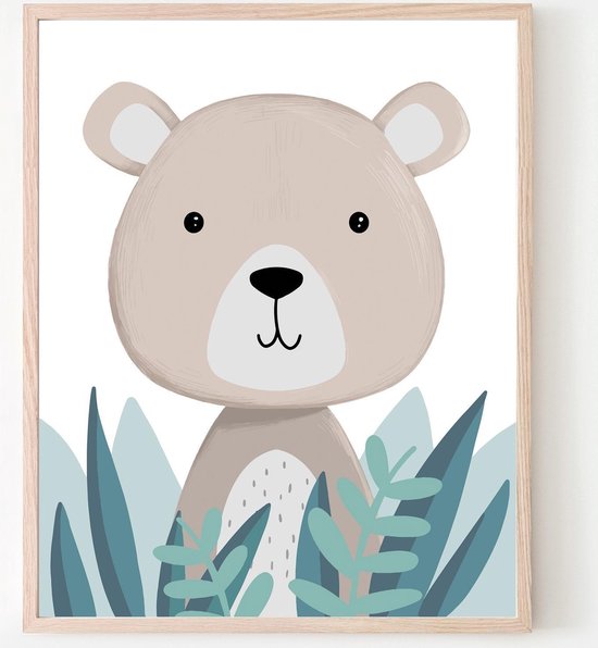 Affiche Design Ours dans l'herbe haute / Chambre d'enfants / Affiche  Animaux / Chambre... | bol