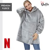 Qloffie - Grijs - Fleece Deken met Mouwen en Capuchon - Hoodie Deken - Hoodie Blanket - Superzacht - Warm