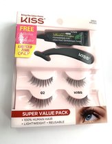 Kiss Wimpers Super Value Pack 100% Natuurlijk Haar 2x 56630+Adhevoe+ Applicator