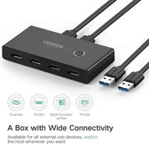 UGREEN USB Hub 4-poorten USB 3.0 - Schakel tussen twee PC's - Switch adapter voor computer accesoire en hardeschijven