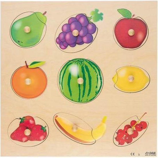 Diploma marmeren daarna Rolf Inlegplank Fruit - houten puzzel (30 x 30 cm) - woordenschat kinderen  - 9 stukjes | bol.com