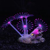 Aquarium decoratie - Koraal - Kunstplant Aquarium Fluo - Planten voor aquarium plastiek - Mooie neon planten –Planten paars en paddenstoel