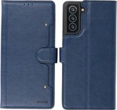 Bestcases Book Case Phone Case - Porte-cartes Wallet Case - Wallet Cases - Samsung Galaxy S21 - Navy