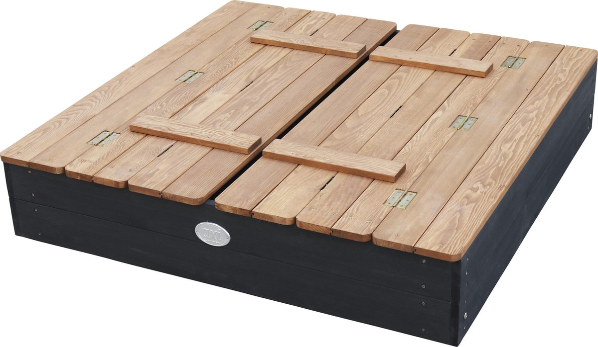 AXI Ella Houten Zandbak in Antraciet/Bruin - Met Zitbankjes en Deksel - FSC hout - 100x95x20cm - Zandbak voor kinderen — afbeelding 3