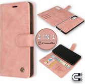 Casemania Hoesje Geschikt voor Samsung Galaxy A21S Pale Pink - 2 in 1 Magnetic Book Case