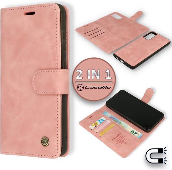 Casemania Hoesje Geschikt voor Samsung Galaxy A21S Pale Pink - 2 in 1 Magnetic Book Case