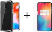 Oneplus 6T hoesje siliconen case transparant -  1x Oneplus 6T screenprotector screen protector