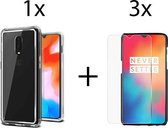 Oneplus 6T hoesje siliconen case transparant -  3x Oneplus 6T screenprotector screen protector