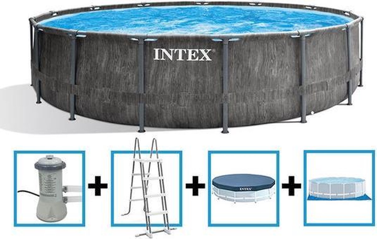 Intex Greywood Prism Frame zwembadset met filterpomp - Ø 457 x 122 cm