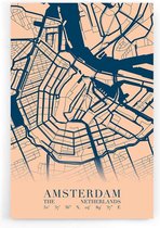 Walljar - Stadskaart Amsterdam Centrum VI - Muurdecoratie - Poster met lijst