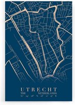 Walljar - Stadskaart Utrecht Centrum VI - Muurdecoratie - Poster met lijst