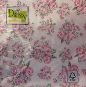 Daisy Servetten - Rose on Pink Background - 33 x 33