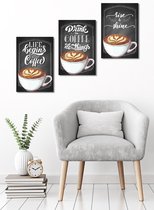 3d Effect Retro Hout Poster 3 stuk Coffee Shine